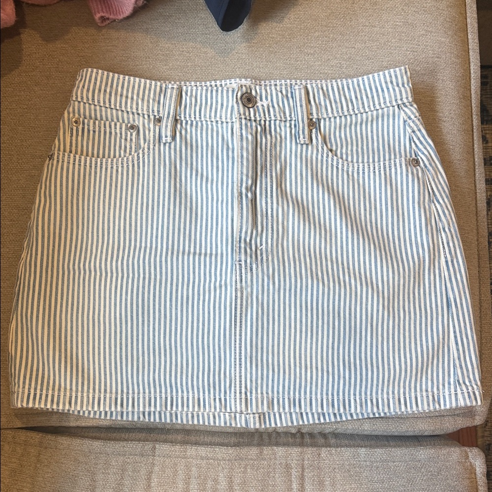 Abercrombie & Fitch Blue and White Striped Mini Skirt
